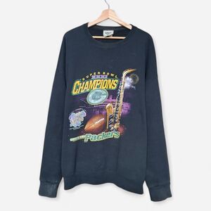 Vintage 90s Green Bay Packers Super Bowl 31 champions faded black mens size XL
